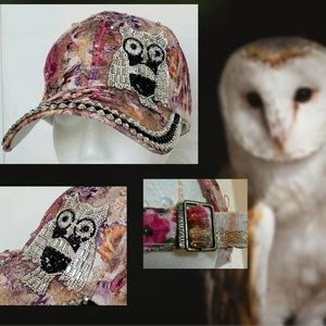 🦉 Pink Purple Mix & Rhynstone Owl  Ball Cap / Hat
